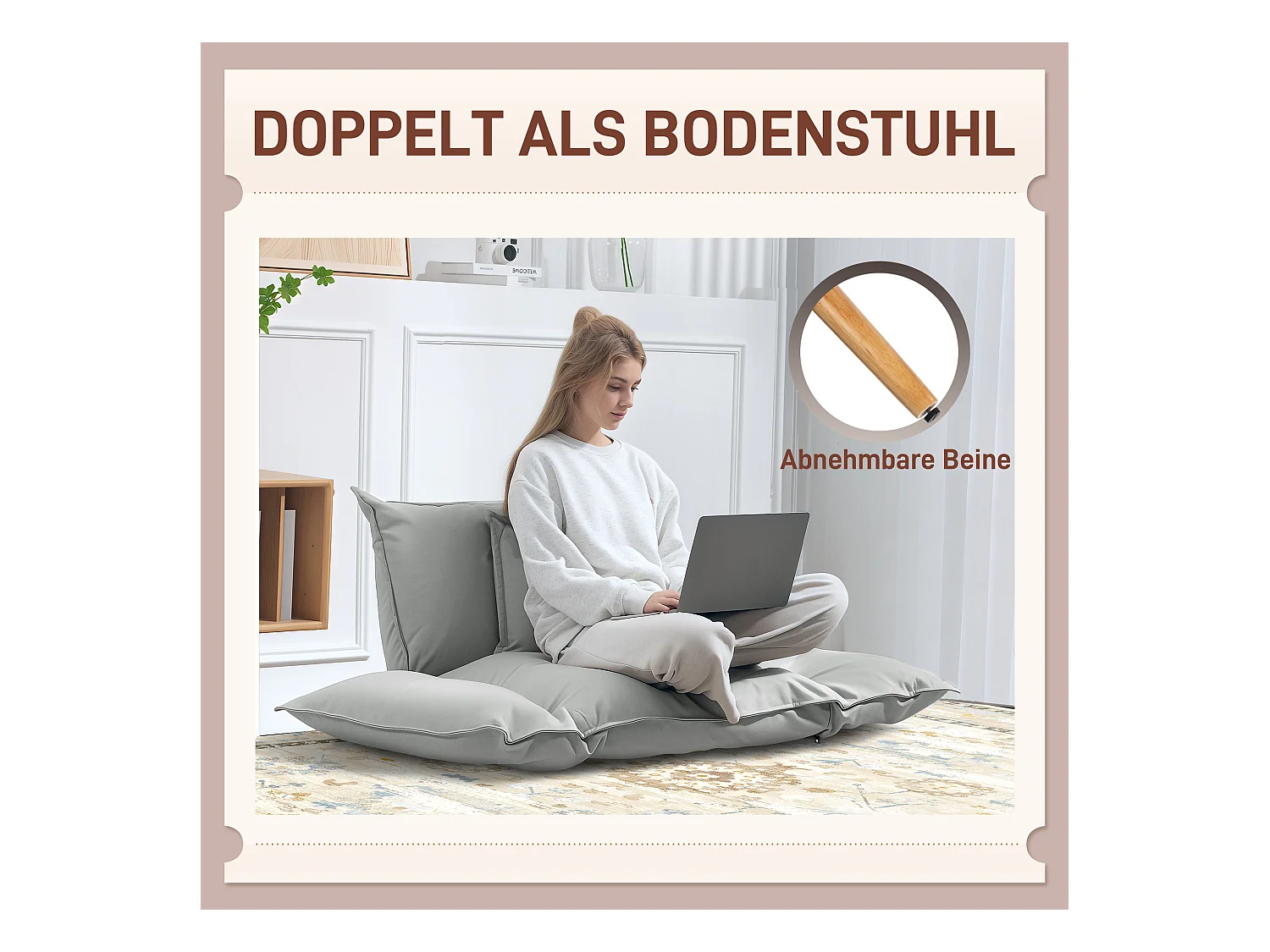 Fauteuil 2-en-1 avec dossier réglable, tissu en microfibre, jaune (75x68x78 cm)