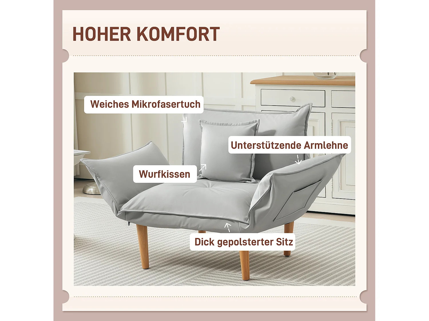 Fauteuil 2-en-1 avec dossier réglable, tissu en microfibre, jaune (75x68x78 cm)