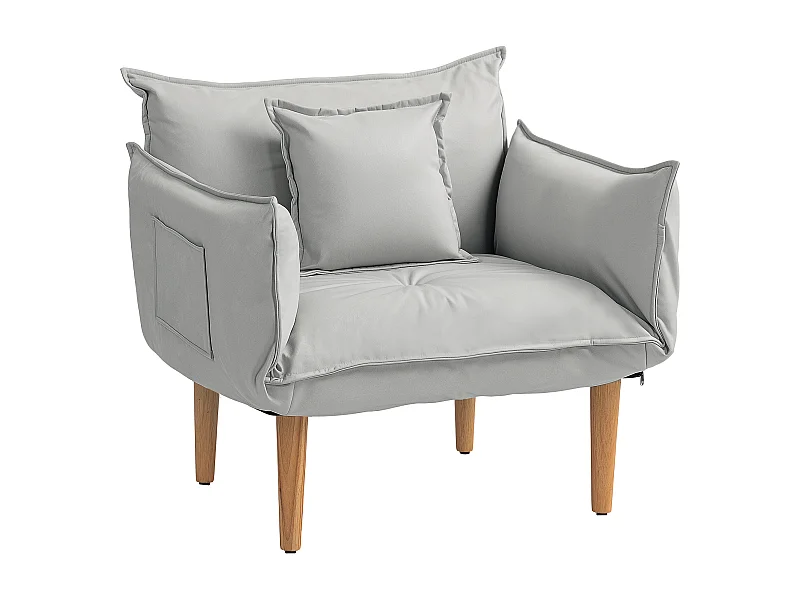 Fauteuil 2-en-1 avec dossier réglable, tissu en microfibre, jaune (75x68x78 cm)