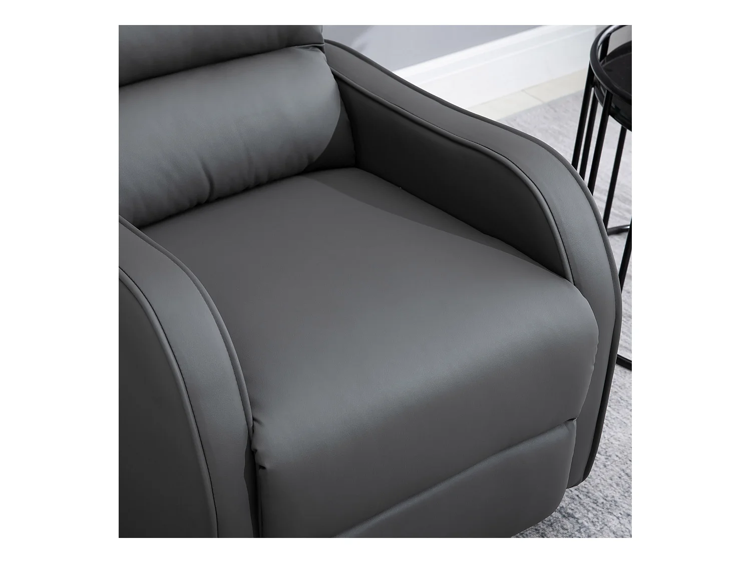 Fauteuil avec fonction pivotante, repose-pieds et porte-boissons, en microfibre, gris foncé (89x65x100 cm)