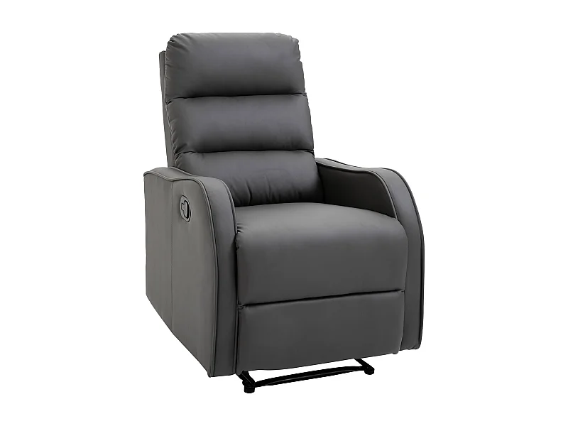 Fauteuil avec fonction pivotante, repose-pieds et porte-boissons, en microfibre, gris foncé (89x65x100 cm)
