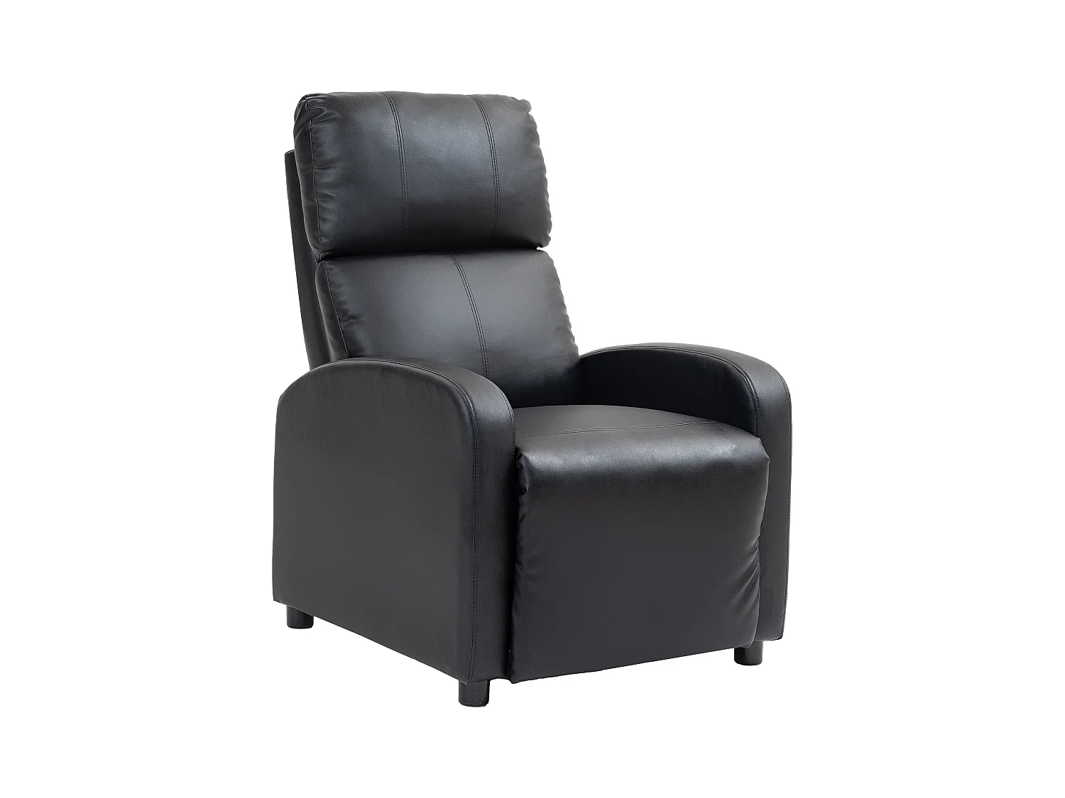 Sillón con función reclinable, piel sintética negra, ergonómico, de madera, para salón y (69,5x89,5x104,5 cm) ###