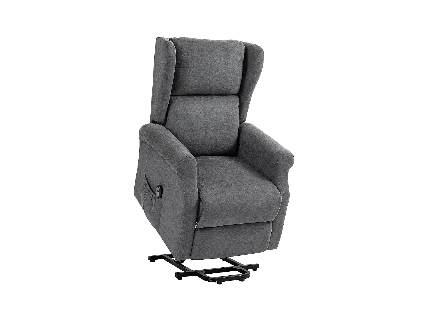 Relaxfauteuil met heffunctie, relaxfunctie, linnen stof, Zwart (74x94x111 cm)