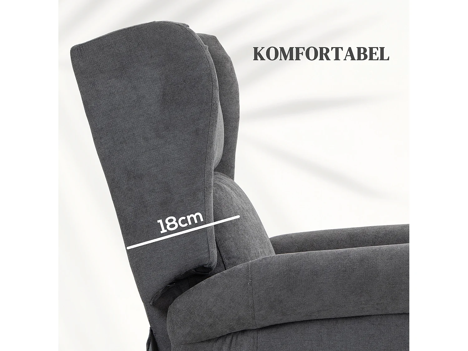 Fauteuil de relaxation avec fonction de levée, fonction inclinable, tissu en lin, Noir (74x94x111 cm)