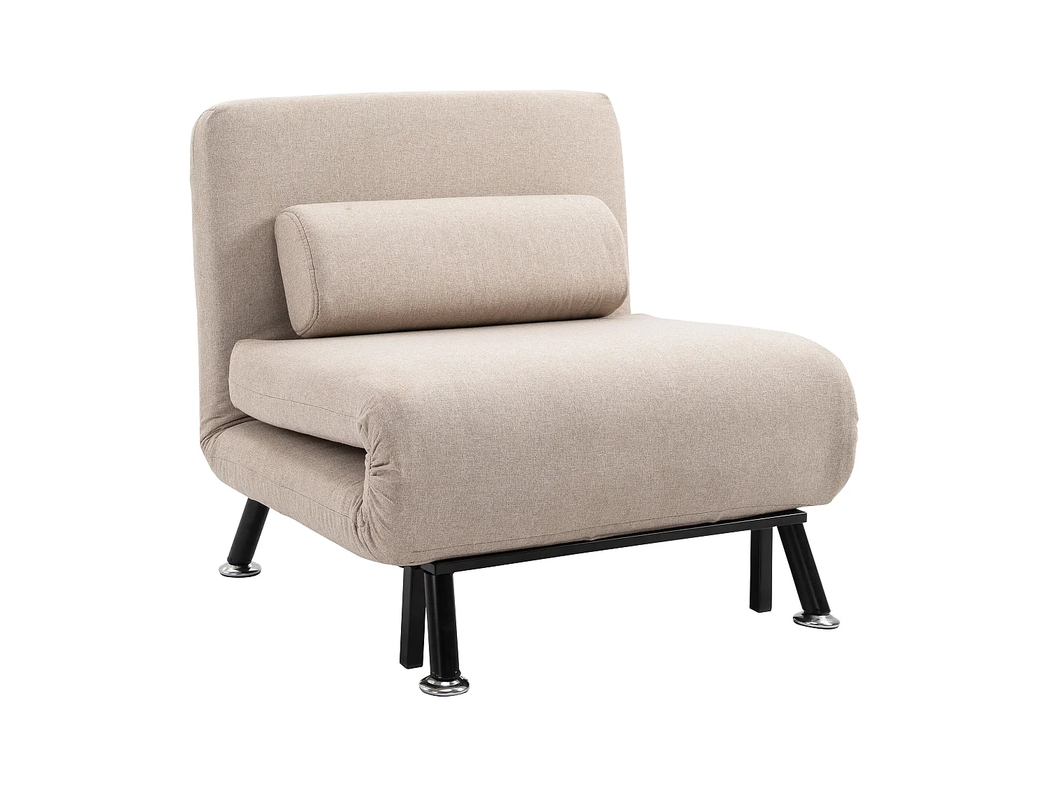 Sessel avec fonction lit, Klappbarer Relaxsessel, Verstellbare Rückenlehne, Polyester, Beige (75x70x75 cm)