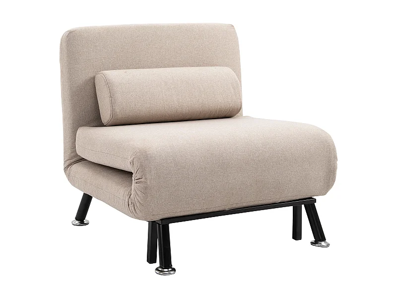 Sessel avec fonction lit, Klappbarer Relaxsessel, Verstellbare Rückenlehne, Polyester, Beige (75x70x75 cm)