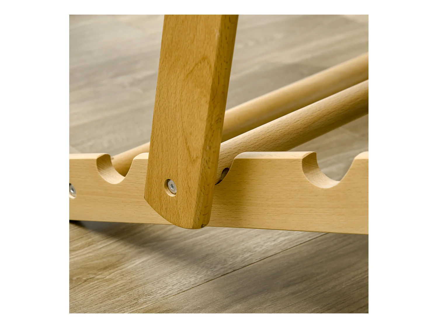 Fauteuil pliable, avec dossier réglable, Lin, Bois de hêtre, Marron (71x89x96 cm)