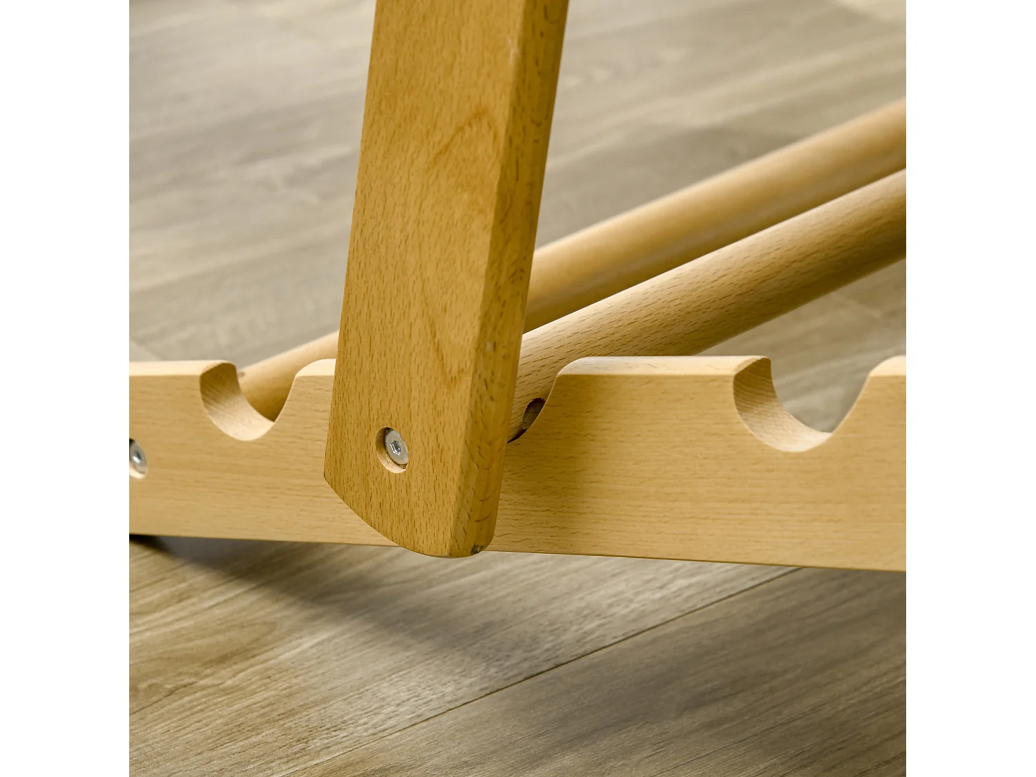 Fauteuil pliable, avec dossier réglable, Lin, Bois de hêtre, Marron (71x89x96 cm)