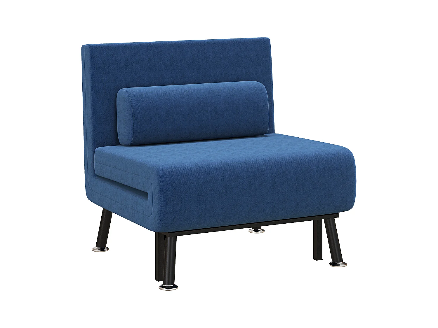 Omvormbare fauteuil met bedfunctie, verstelbare rugleuning, stalen constructie, donkerblauw (75x70x75cm)