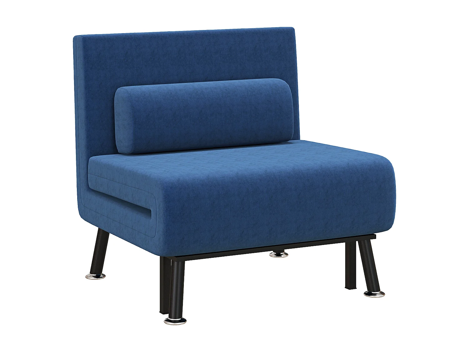 Fauteuil convertible avec fonction lit, dossier réglable, structure acier, bleu foncé (75x70x75cm)