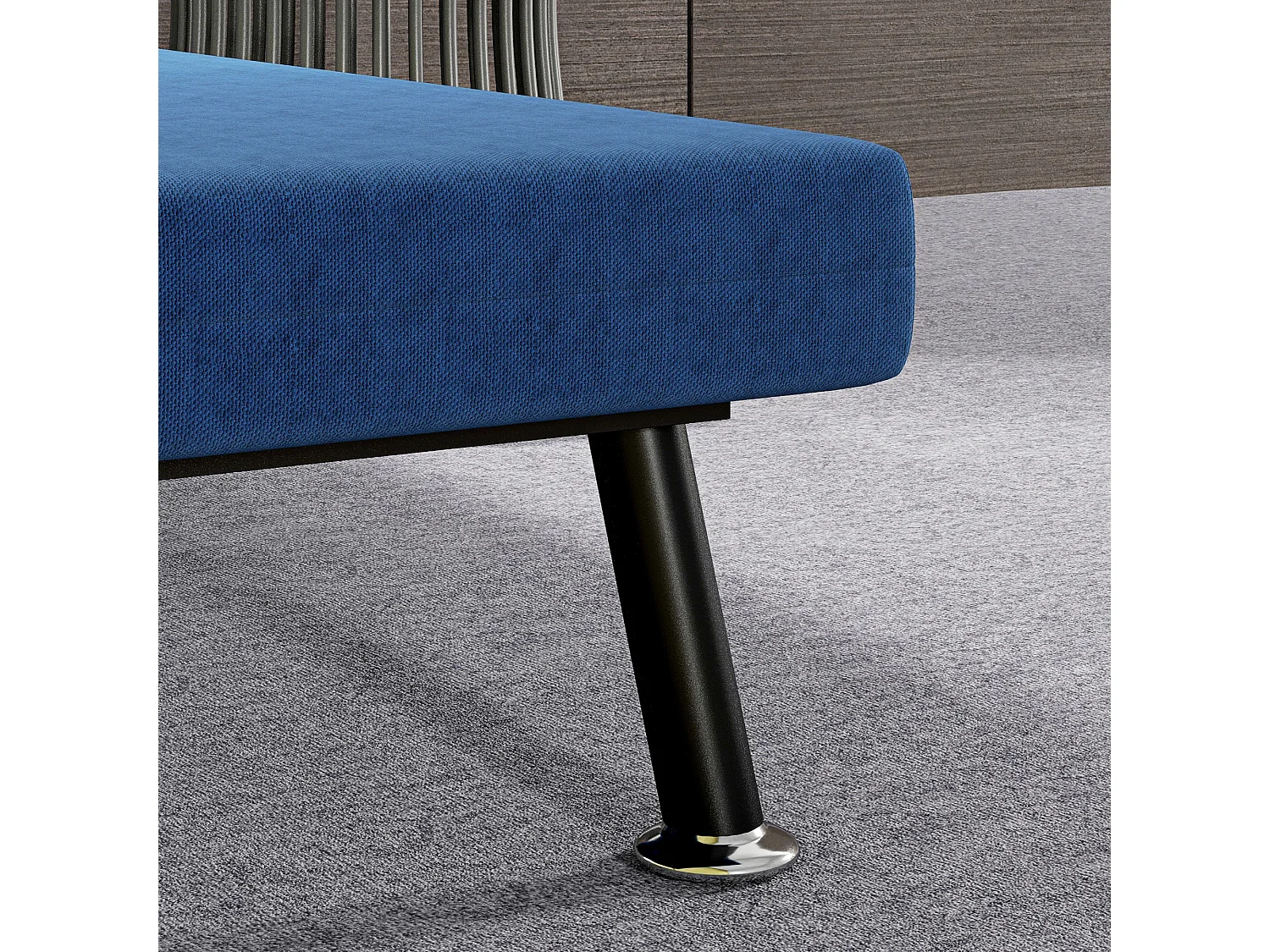 Fauteuil convertible avec fonction lit, dossier réglable, structure acier, bleu foncé (75x70x75cm)