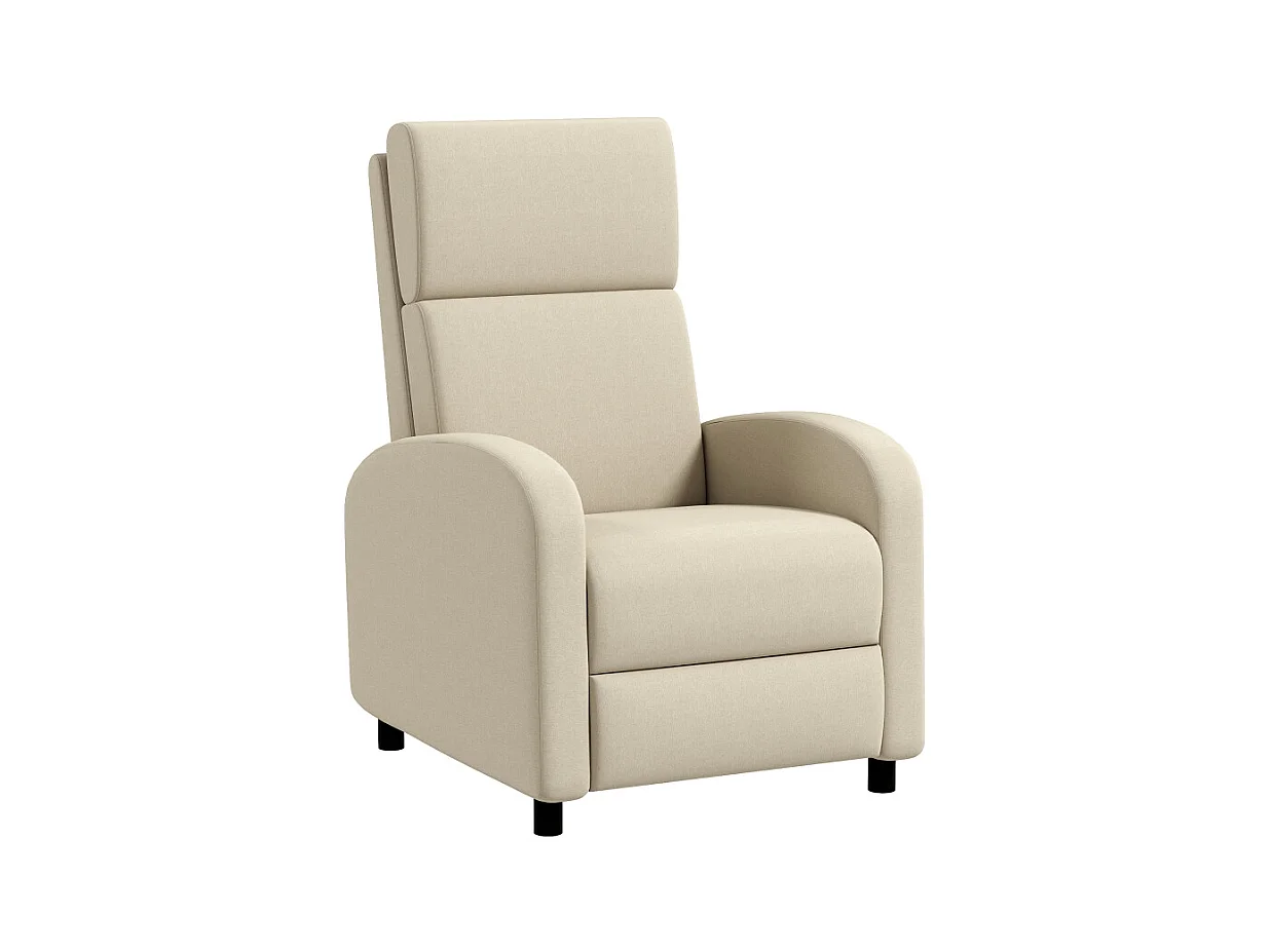 Fauteuil avec fonction inclinable et repose-pieds, polyester, crème (64x86x102cm)