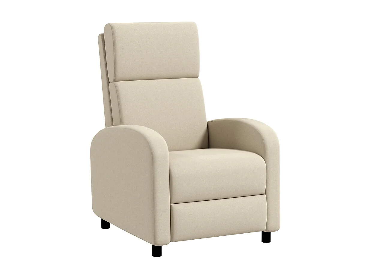 Fauteuil avec fonction inclinable et repose-pieds, polyester, crème (64x86x102cm)