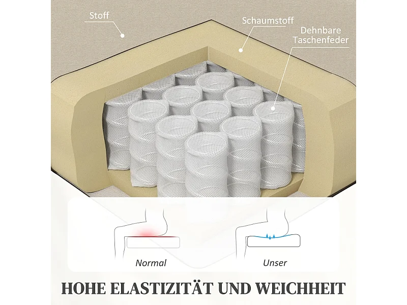 Fauteuil avec fonction inclinable et repose-pieds, polyester, crème (64x86x102cm)