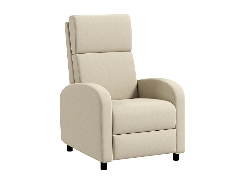 Fauteuil avec fonction inclinable et repose-pieds, polyester, crème (64x86x102cm)