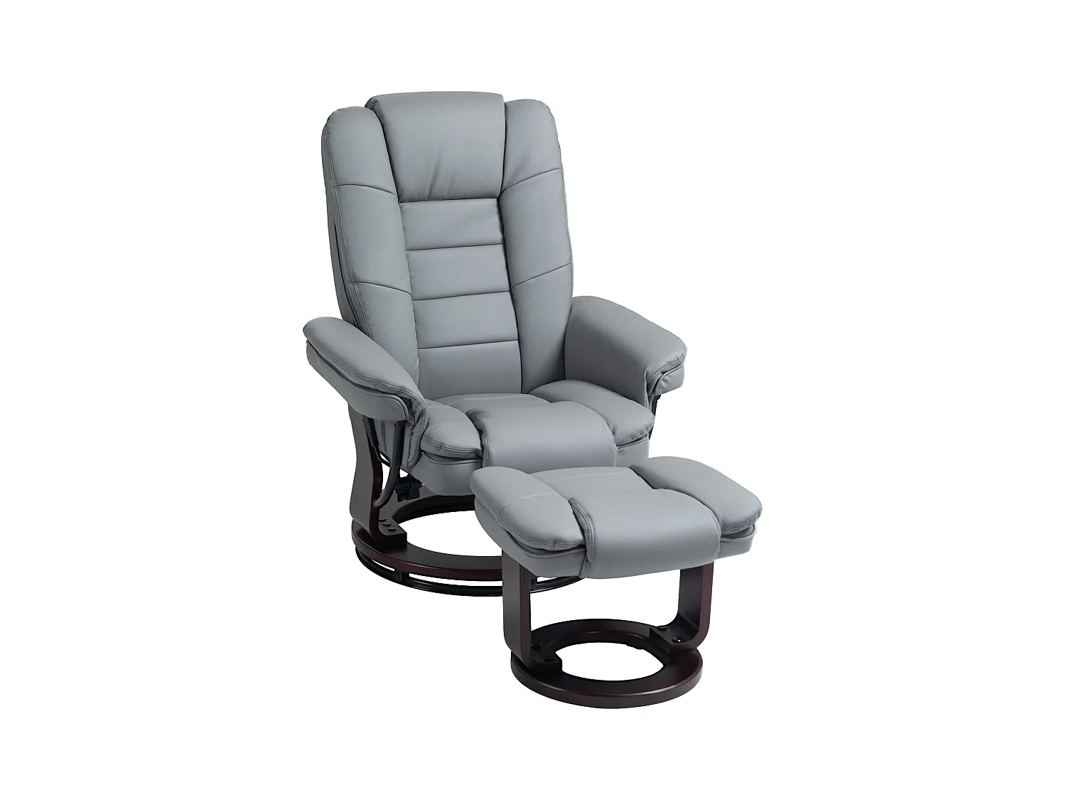 Fauteuil pivotant avec repose-pieds, simili cuir, gris (85x82x106 cm)