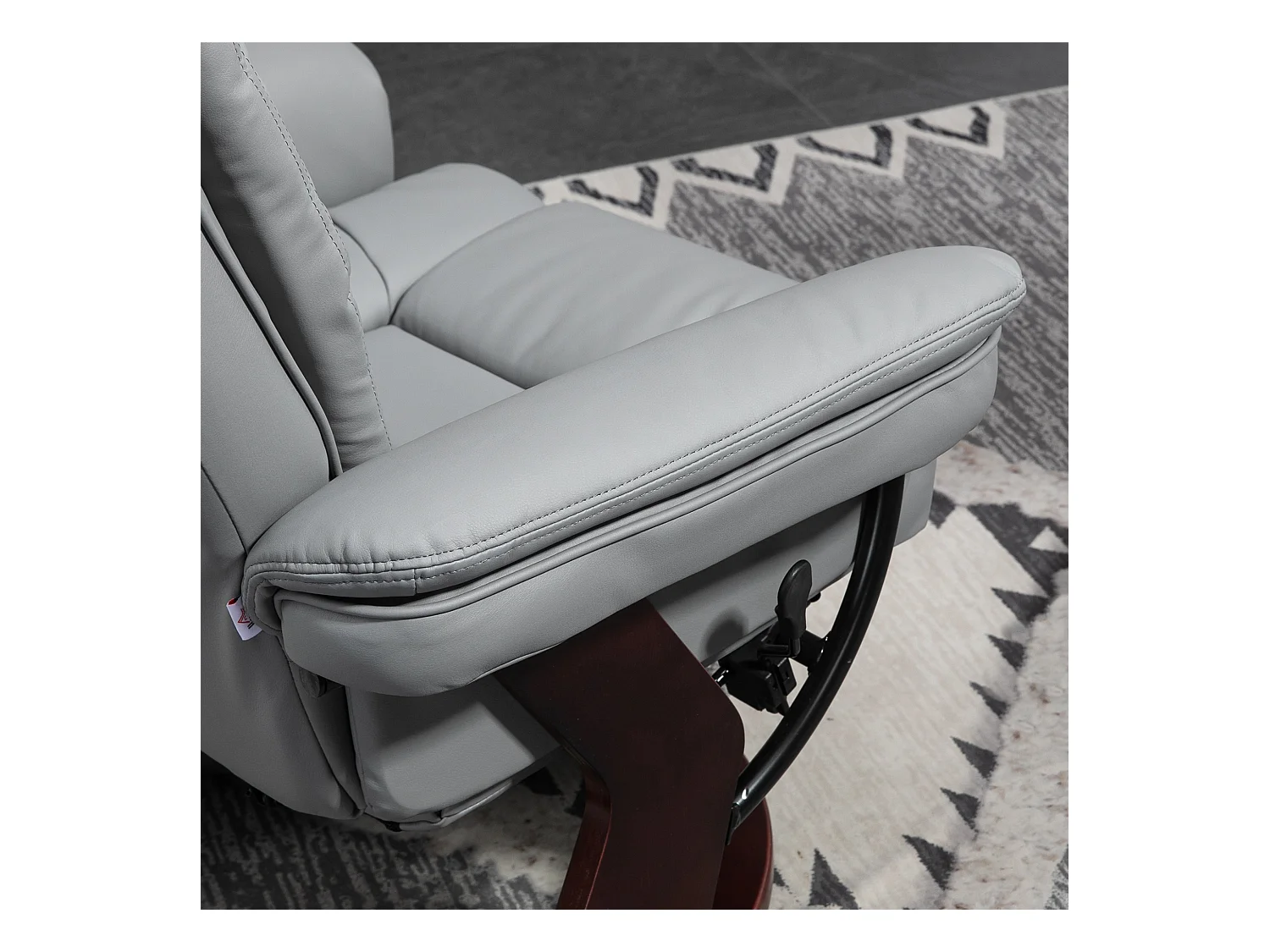 Fauteuil pivotant avec repose-pieds, simili cuir, gris (85x82x106 cm)