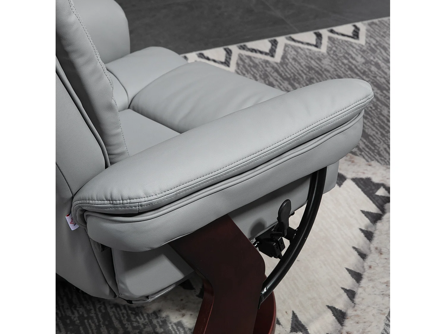 Poltrona reclinabile girevole con poggiapiedi, similpelle, grigia (85x82x106 cm)