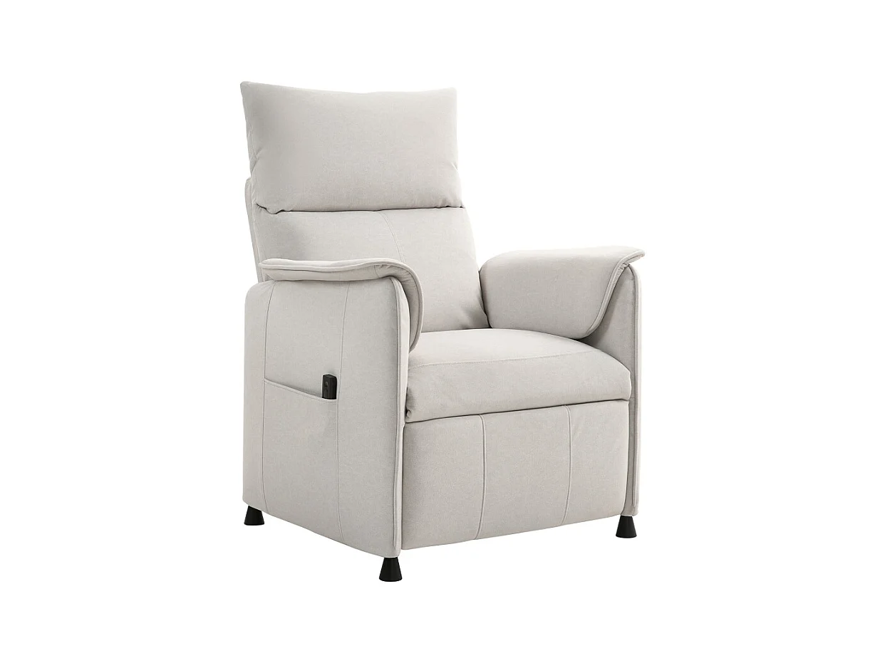 fauteuil électrique avec fonction mémoire, tissu résistant aux animaux, crème (83x80x104 cm)