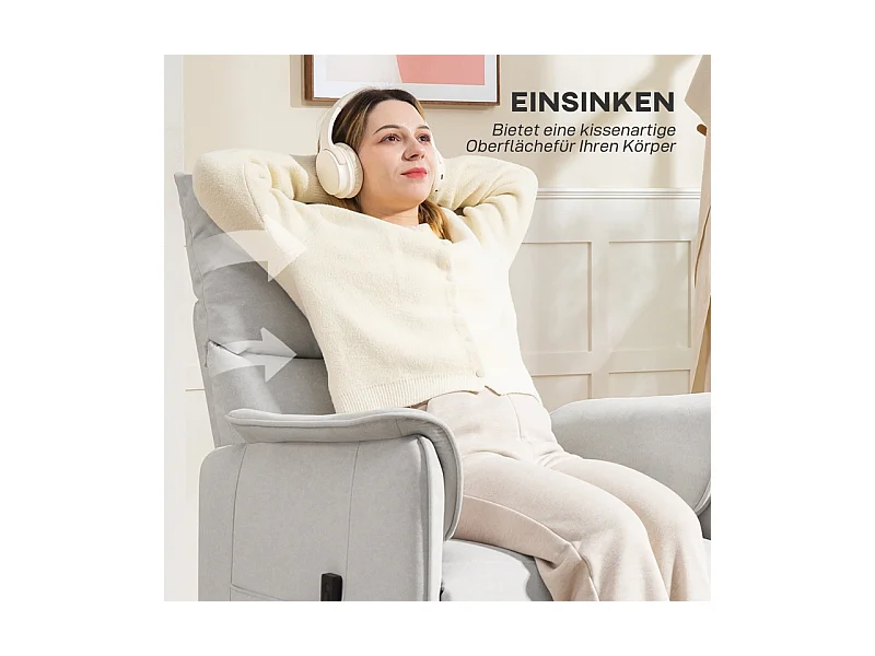 fauteuil électrique avec fonction mémoire, tissu résistant aux animaux, crème (83x80x104 cm)