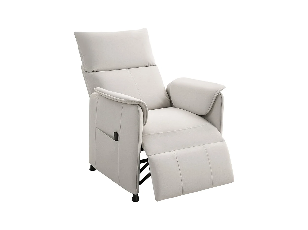 fauteuil électrique avec fonction mémoire, tissu résistant aux animaux, crème (83x80x104 cm)