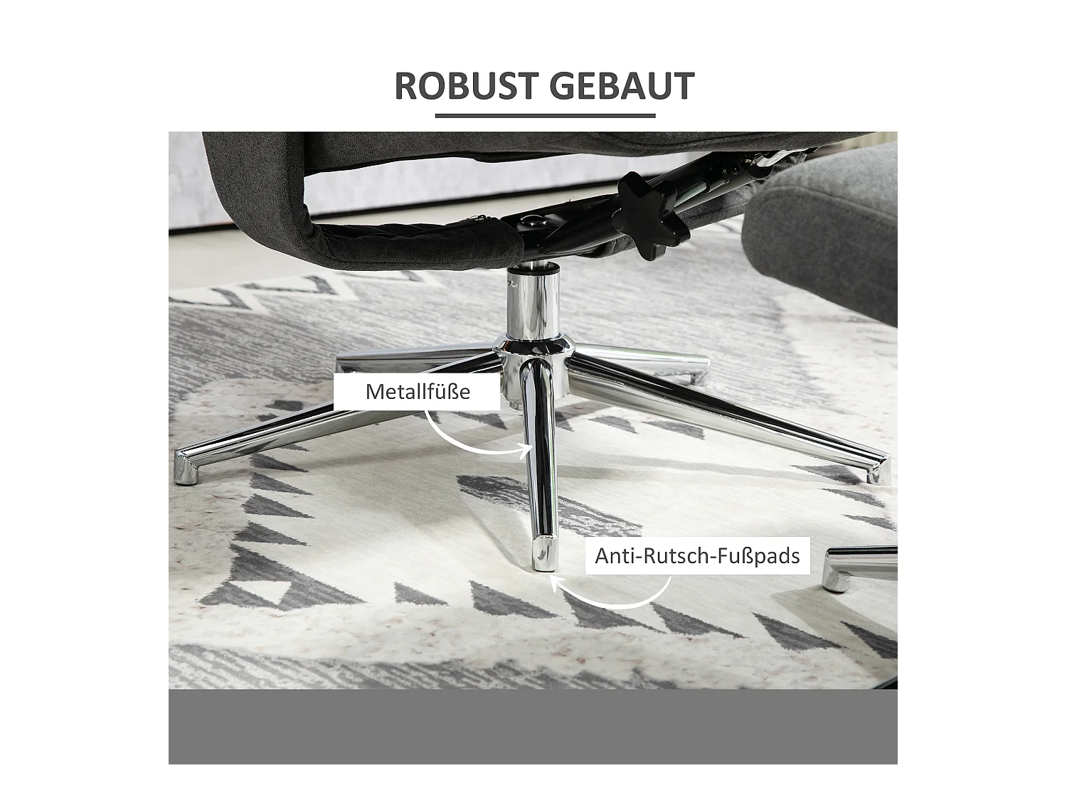 Relaxfauteuil met voetenbank, 130° relaxfunctie, fluwelen stof, tot 150 kg, donkergrijs (78x85x106 cm)