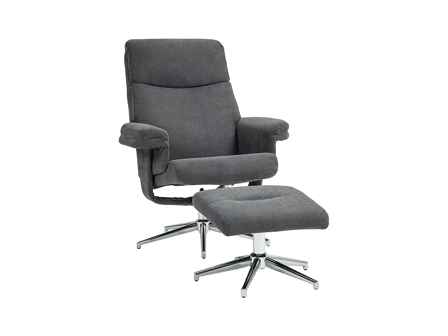 Fauteuil avec repose-pieds, fonction inclinable à 130°, tissu en velours, jusqu'à 150 kg, gris foncé (78x85x106 cm)