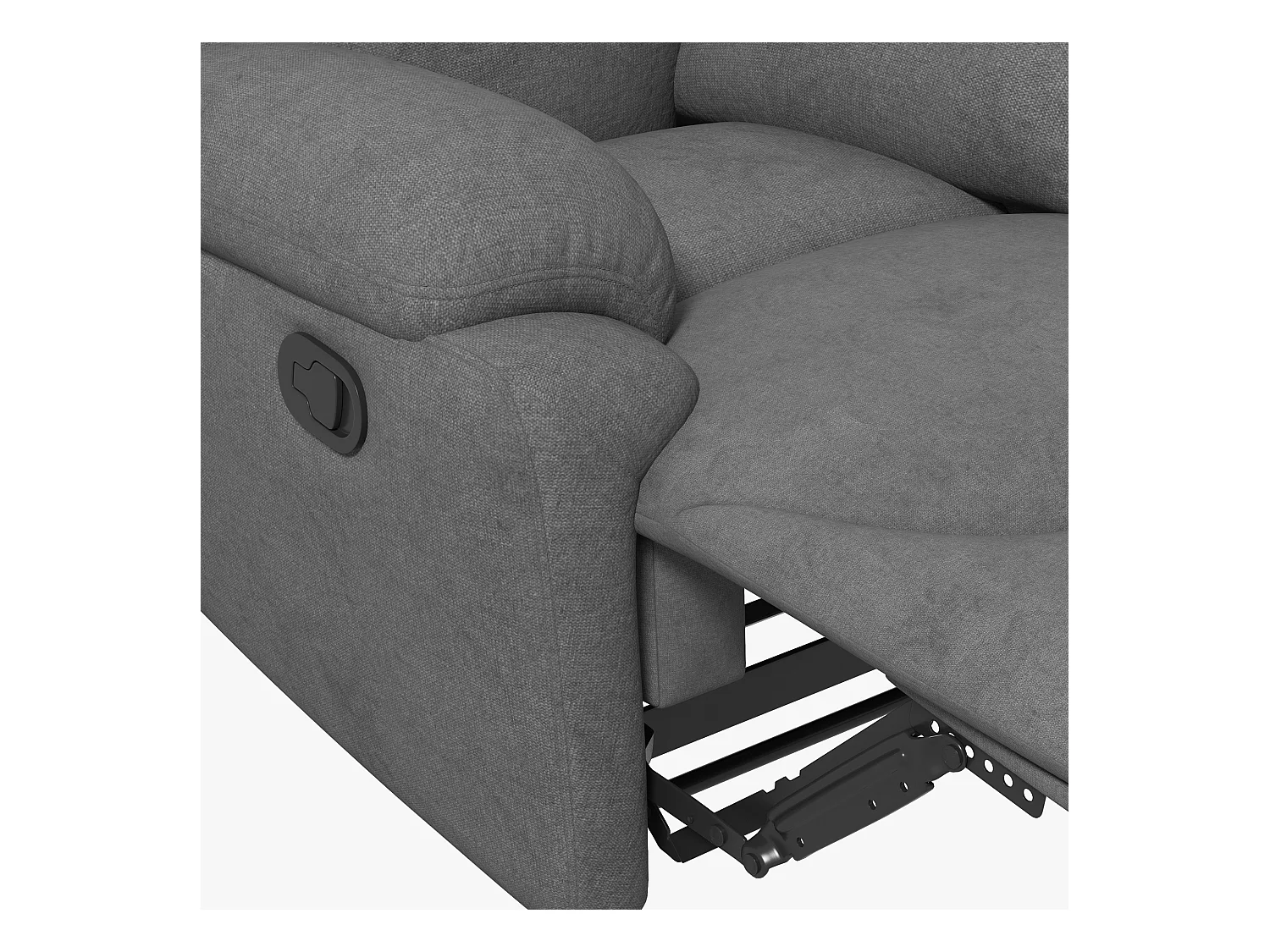 Relaxfauteuil met relaxfunctie, Linnen stof, Beukenhout, Grijs (93x88x102 cm)