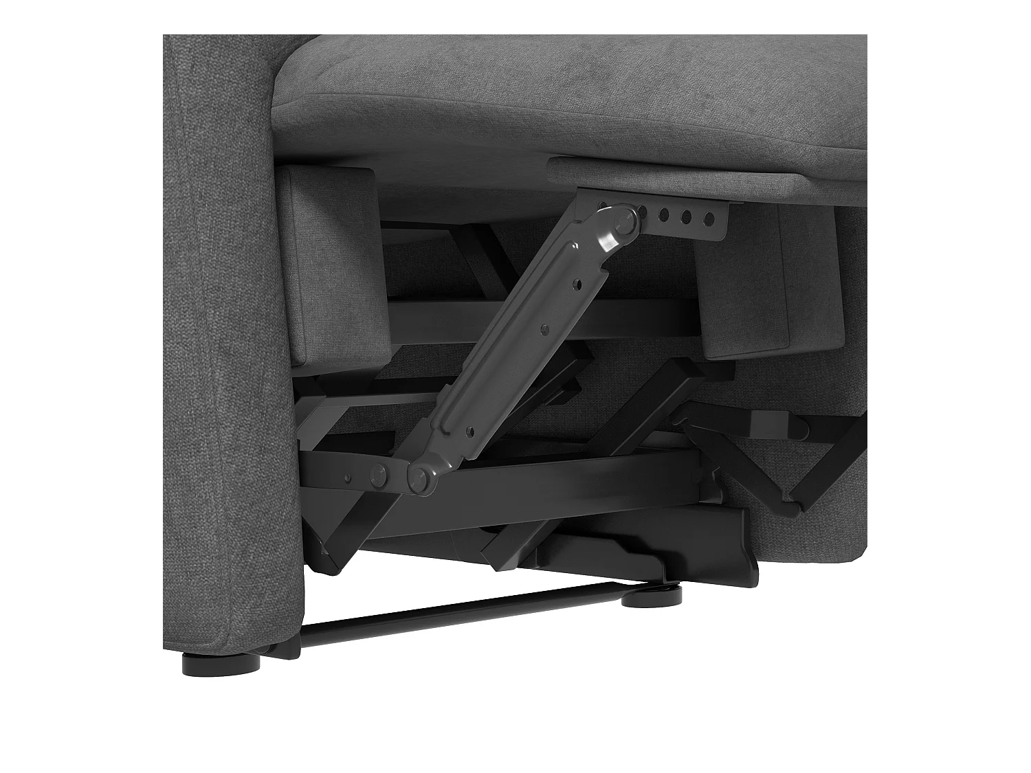 Relaxfauteuil met relaxfunctie, Linnen stof, Beukenhout, Grijs (93x88x102 cm)