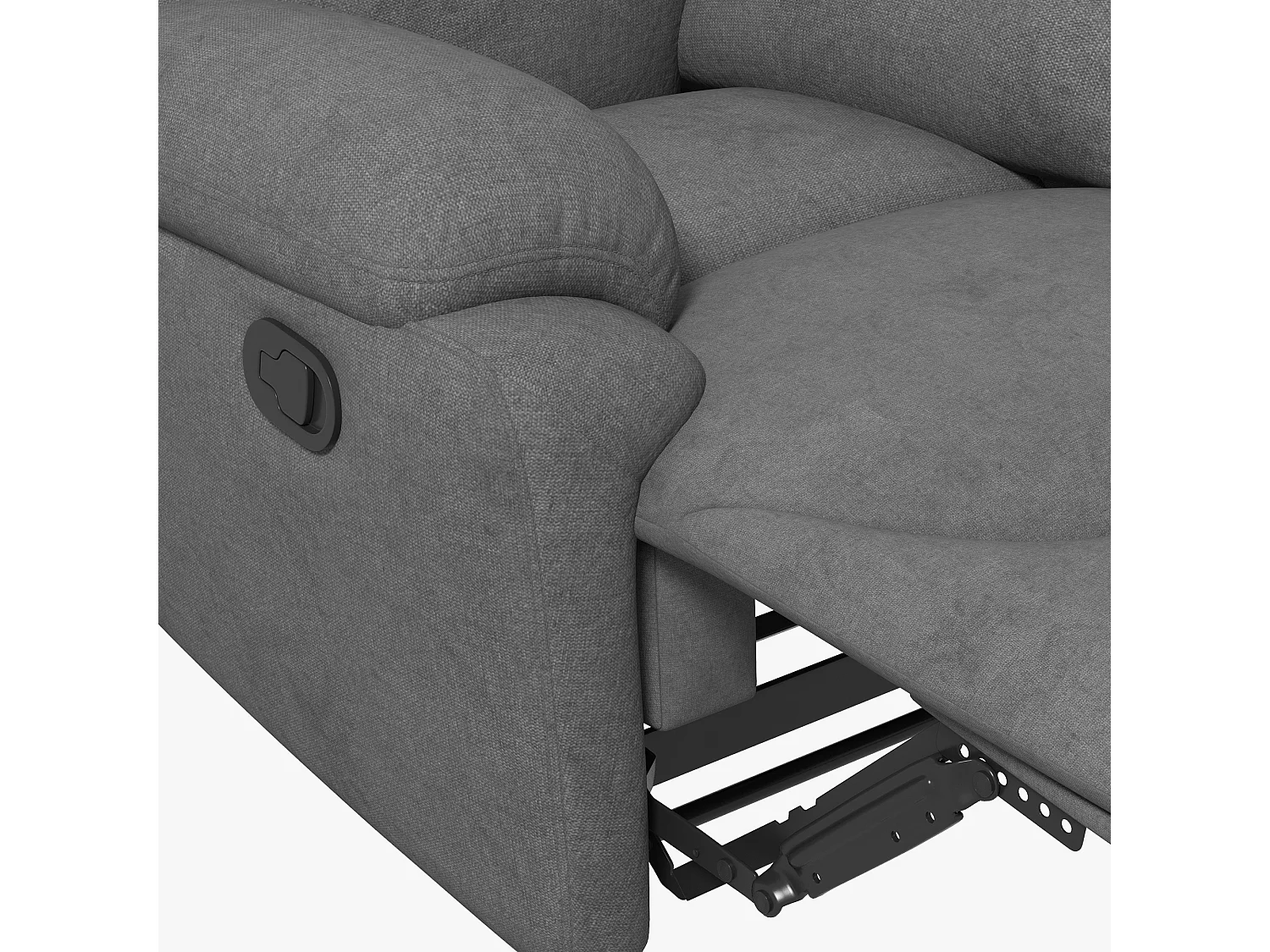 Relaxfauteuil met relaxfunctie, Linnen stof, Beukenhout, Grijs (93x88x102 cm)