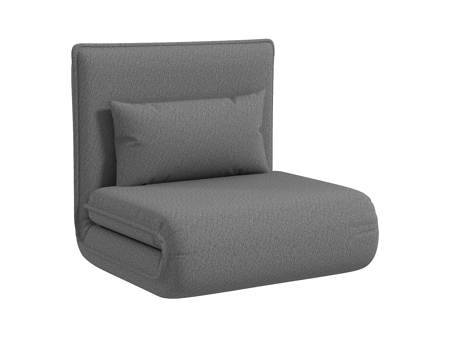 Canapé-lit 3-en-1 pliable, fauteuil convertible avec dossier réglable, tissu polyester, gris foncé (75x81x68 cm)