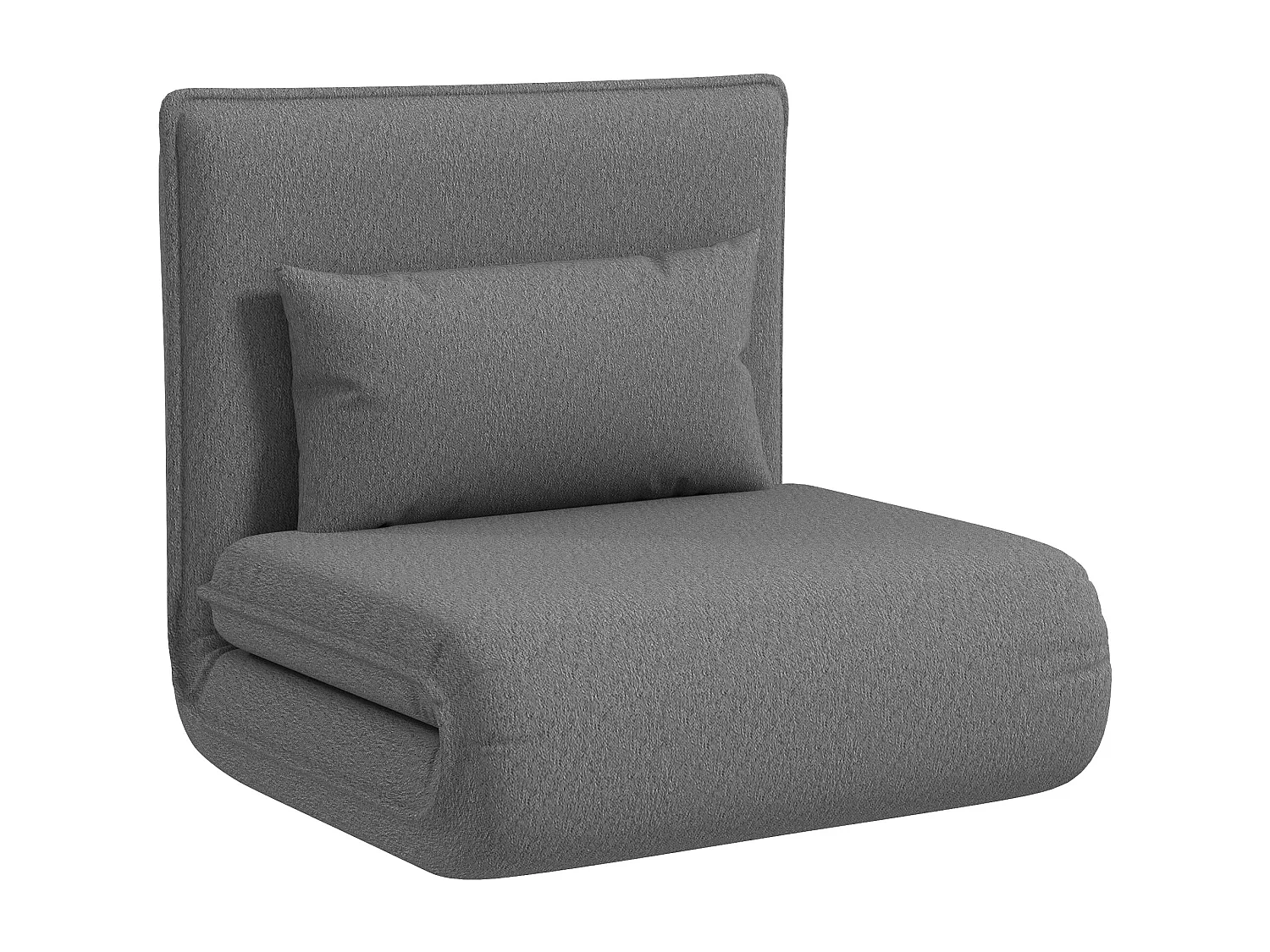 3-in-1 opvouwbare slaapbank, omvormbare fauteuil met verstelbare rugleuning, polyesterstof, donkergrijs (75x81x68 cm)