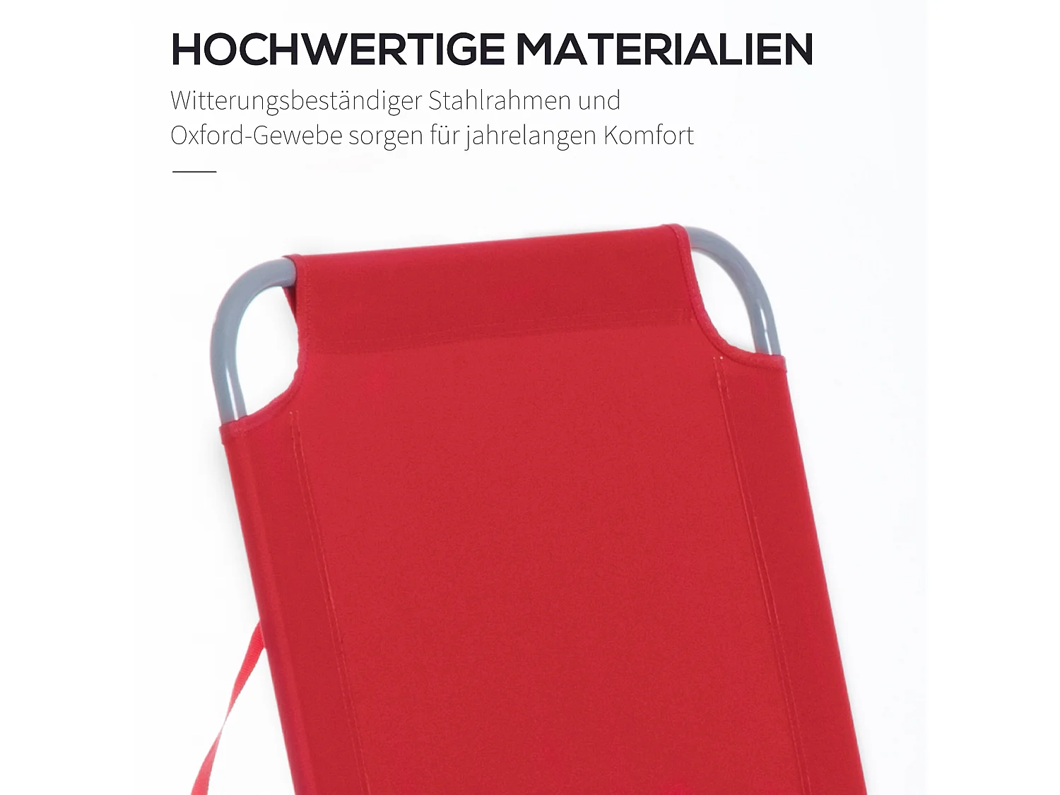 Chaise longue pliable avec dossier réglable, en métal et polyester, rouge (187x55x24 cm)