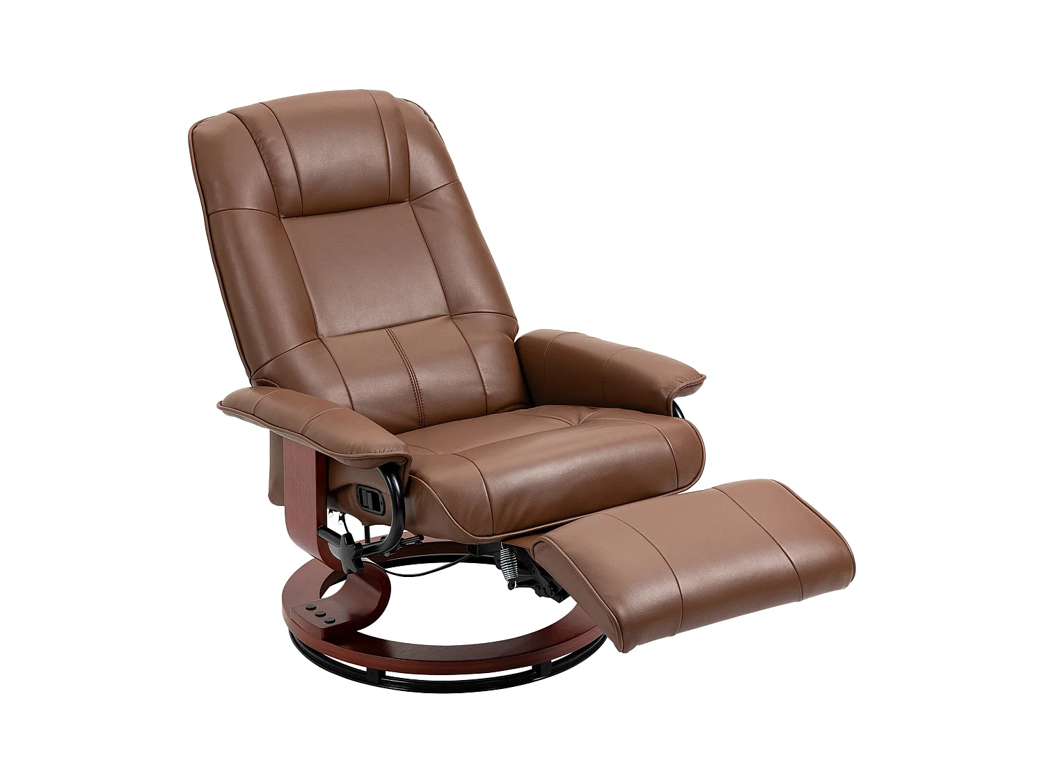 Fauteuil pivotant avec repose-pieds, fonction inclinable, en cuir synthétique, marron (78x87x100 cm)
