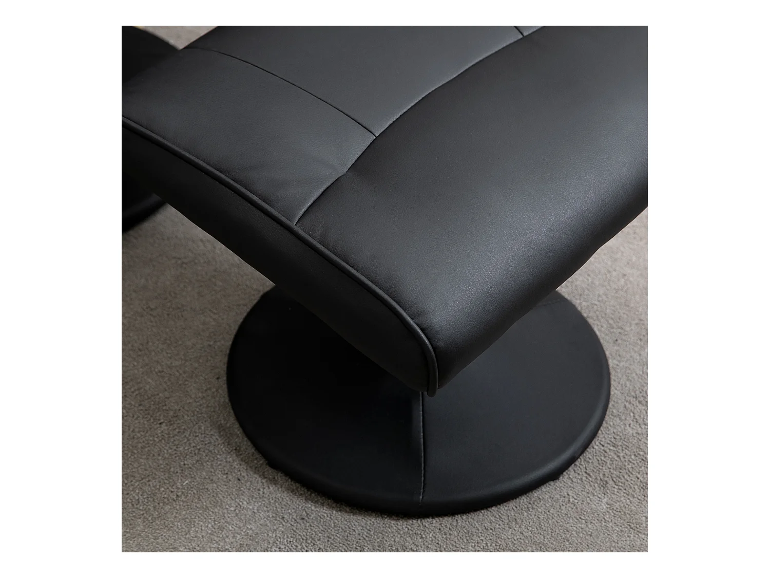 Relaxzetel met voetenbank, massagezetel 10 vibratiepunten, 360° draaibaar, zwart imitatieleer (76x81x105 cm)