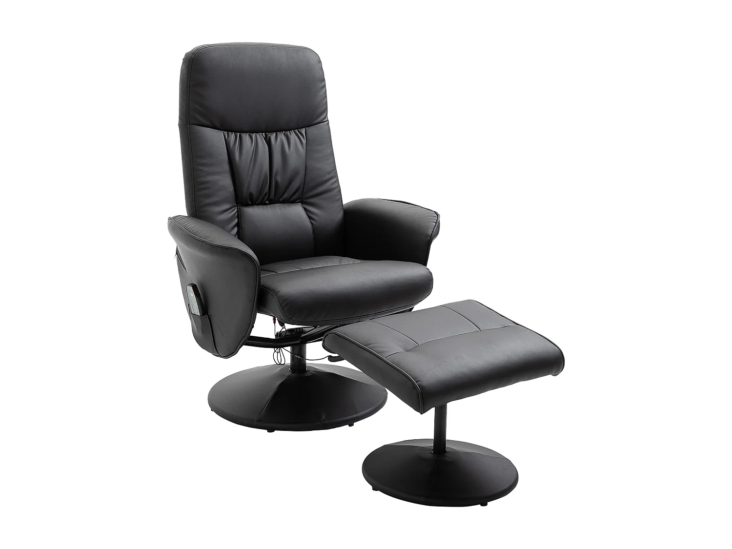 Relaxsessel avec Hocker, Massagesessel 10 points de vibration, 360° pivotant, simili cuir noir (76x81x105 cm)