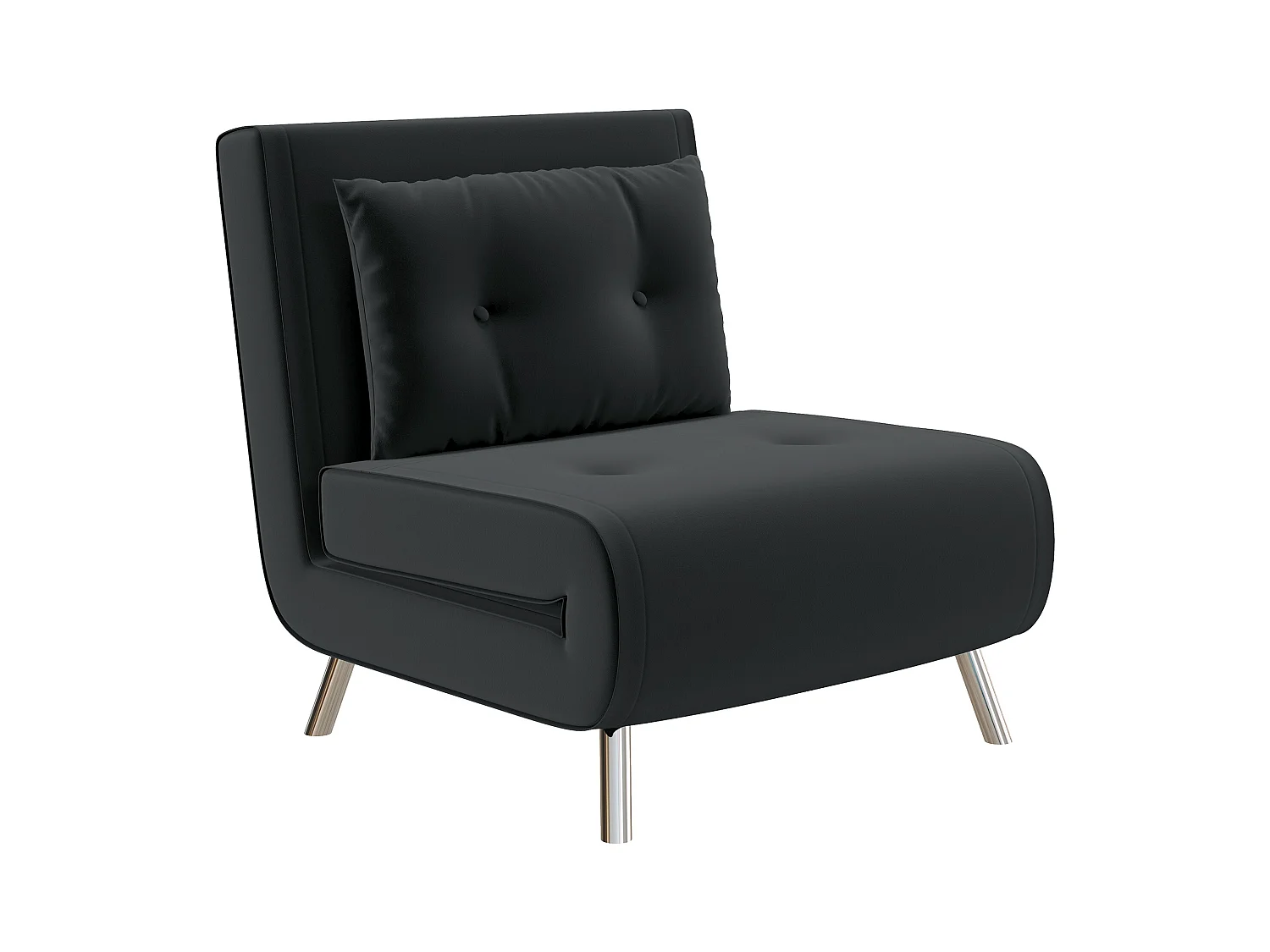 Fauteuil pliable avec fonction lit, velours, noir (77x88x83 cm)