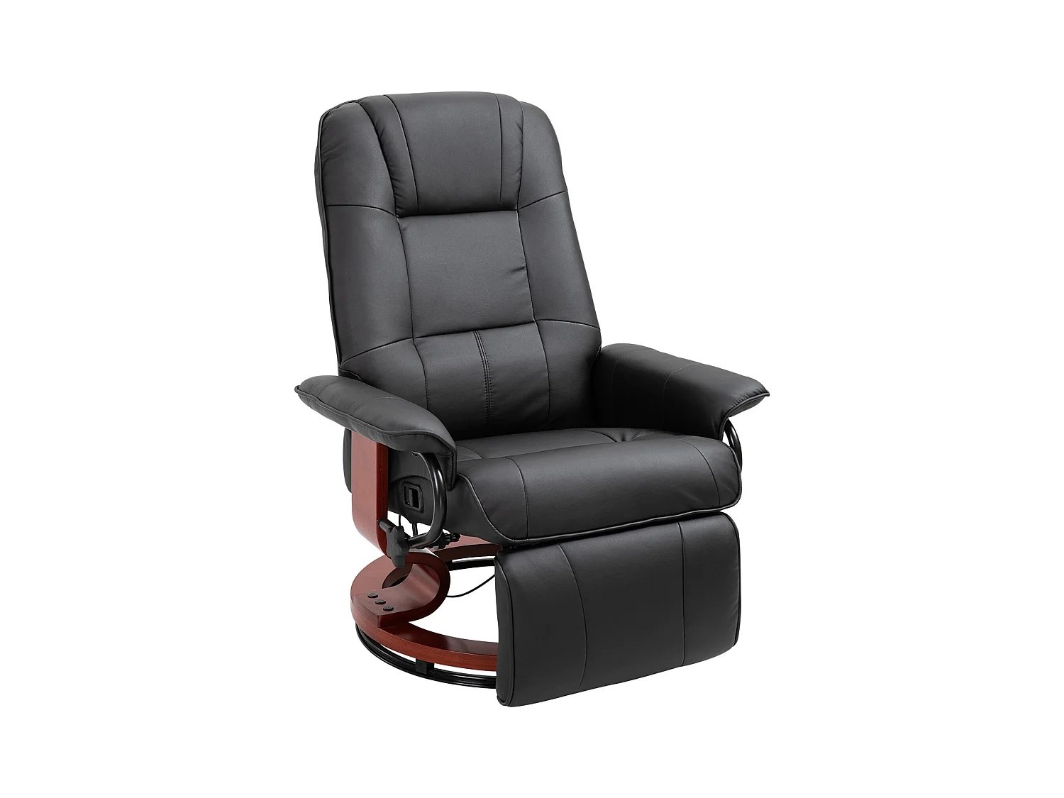 Sillón giratorio reclinable con reposapiés, función reclinable, piel sintética, color negro (78x87x100 cm)