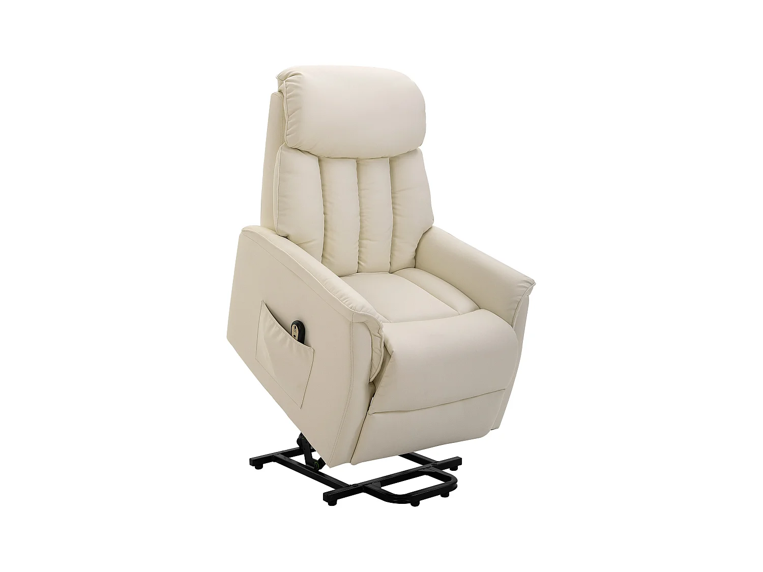 Fauteuil de relaxation avec fonction de levée, fonction inclinable, cuir synthétique, Beige (80x94x104 cm)