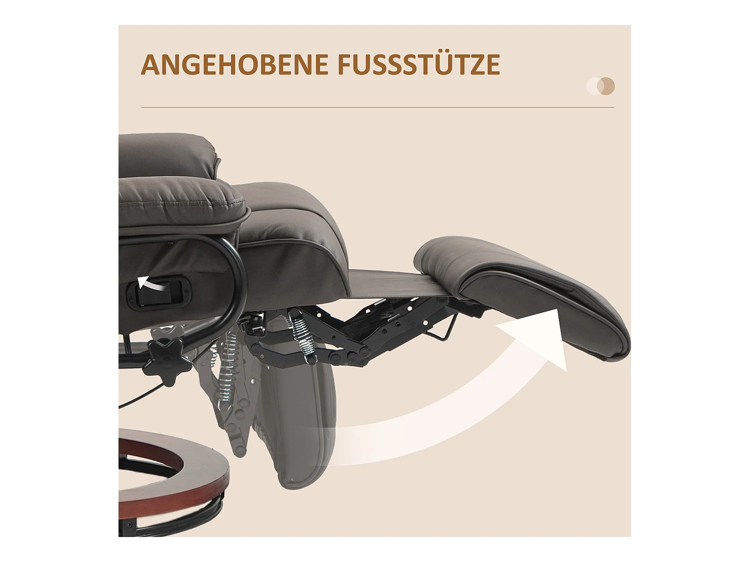 Fauteuil pivotant avec fonction de repos, revêtement en similicuir, marron (78x88x103 cm)