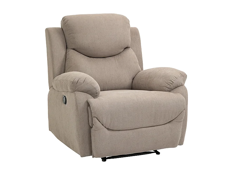 150° verstelbare relaxfauteuil, beige linnen, houten en metalen frame, comfortabel (97x96x105,5cm)