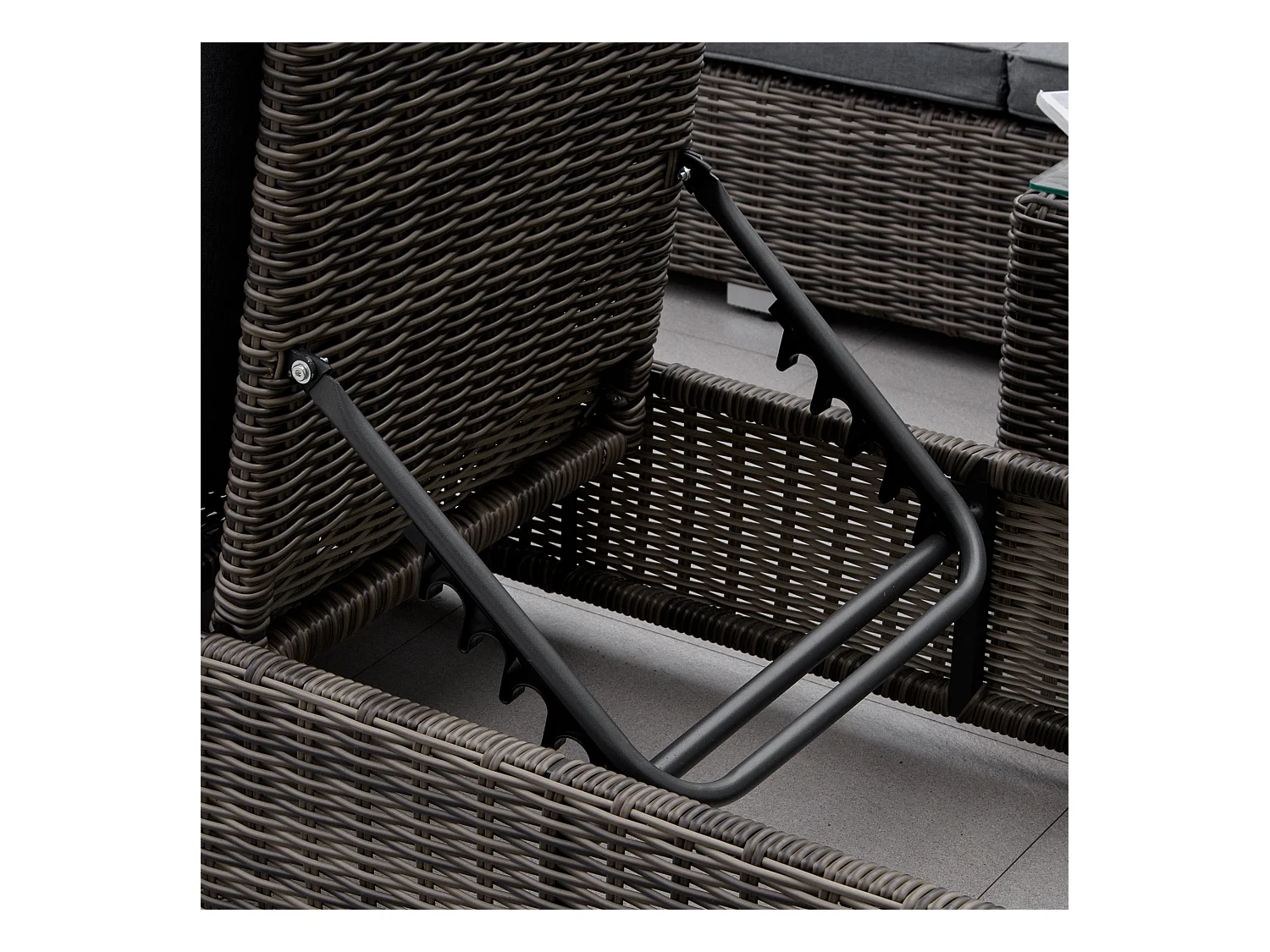 Poltrona lounge 3 pezzi, polyrattan, alluminio, grigio (60x195x91 cm)