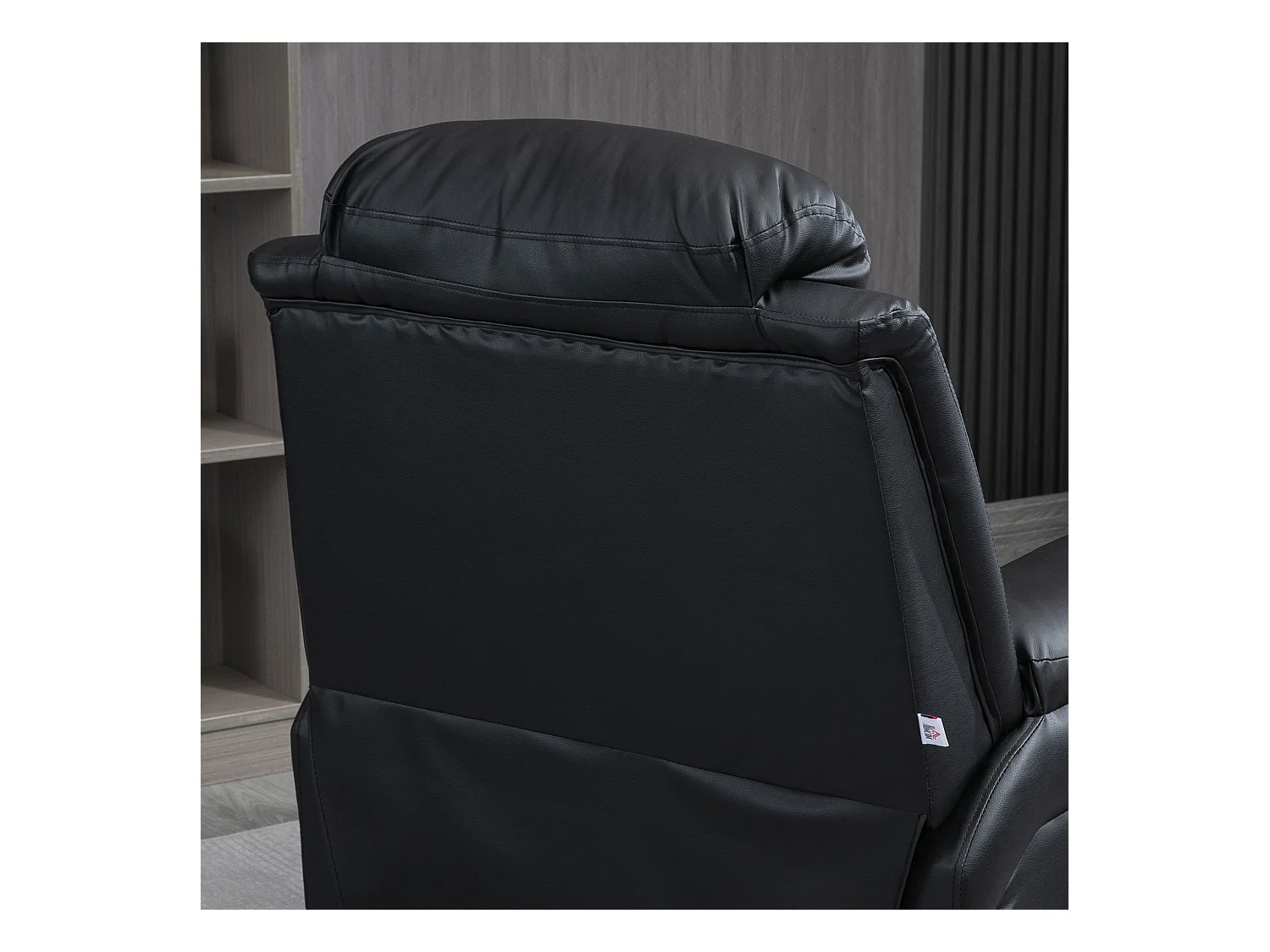 Elektrische relaxfauteuil met liftfunctie, verstelbaar met afstandsbediening, in zwart imitatieleer (93x96x105 cm)