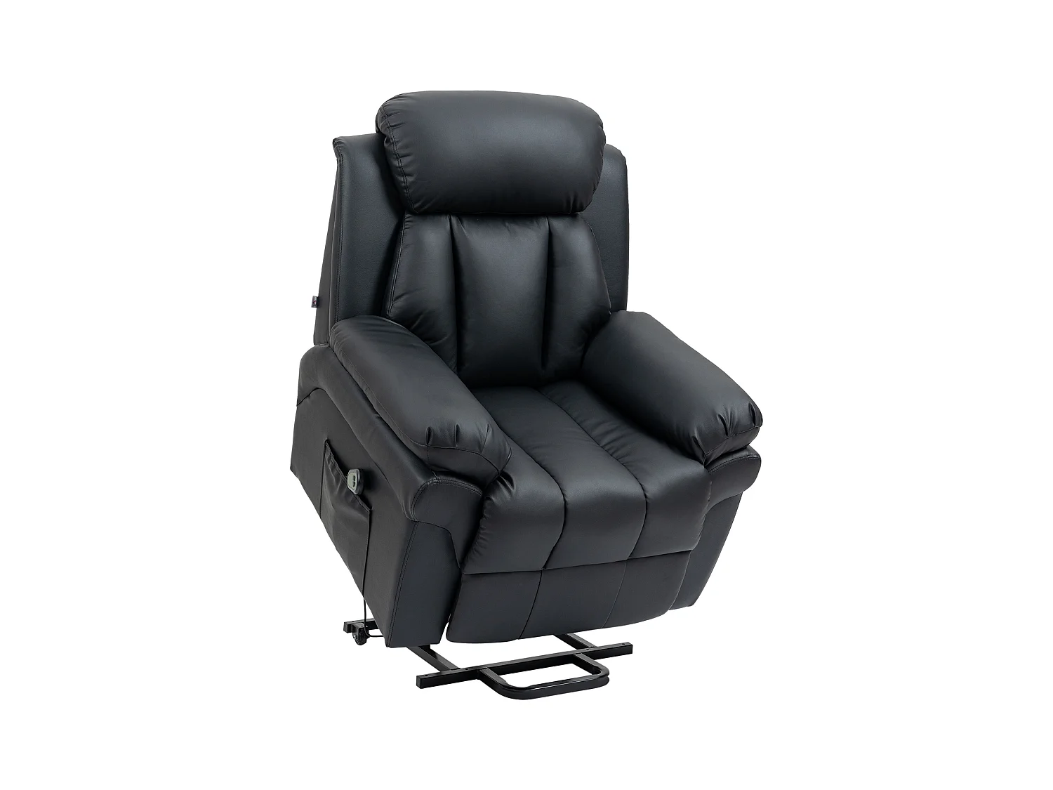 Poltrona reclinabile elettrica con funzione lift, reclinabile con telecomando, in similpelle nera (93x96x105 cm)