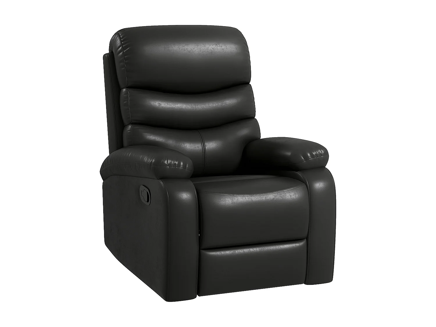 Fauteuil avec fonction inclinable, repose-pieds, cuir synthétique, noir (78x90x105 cm)