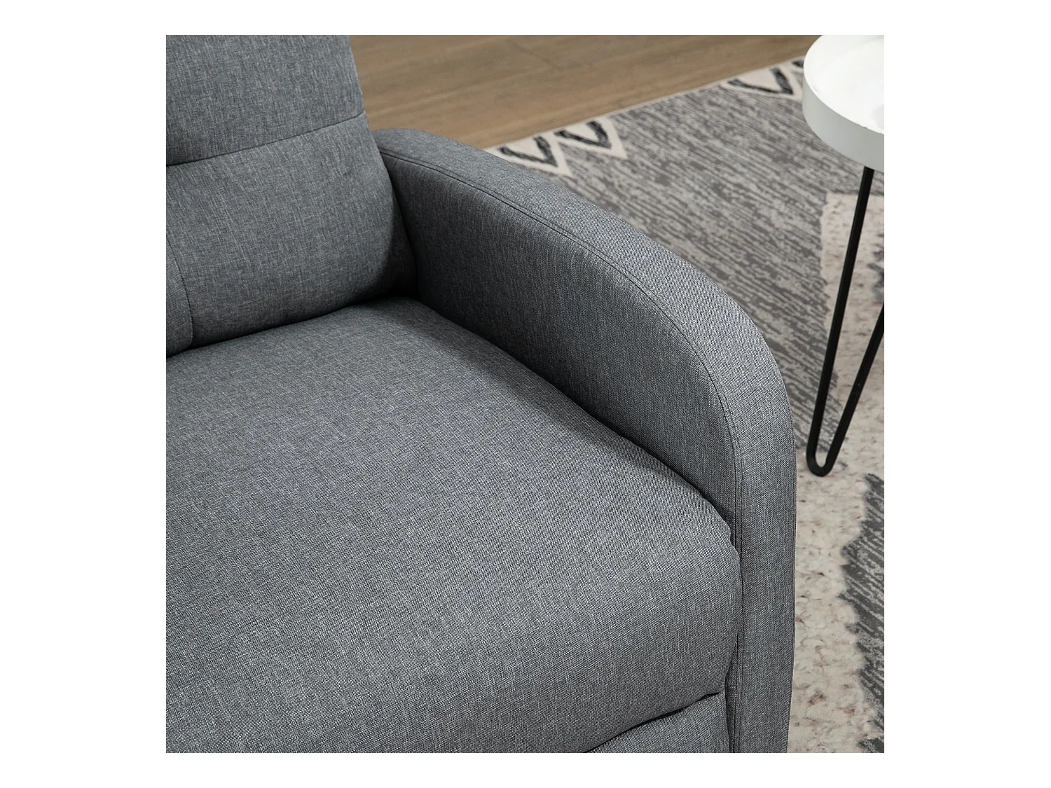 Fauteuil avec fonction de relaxation, inclinaison jusqu'à 155°, tissu en lin, matelas à ressorts ensachés, gris (67x87x98 cm)