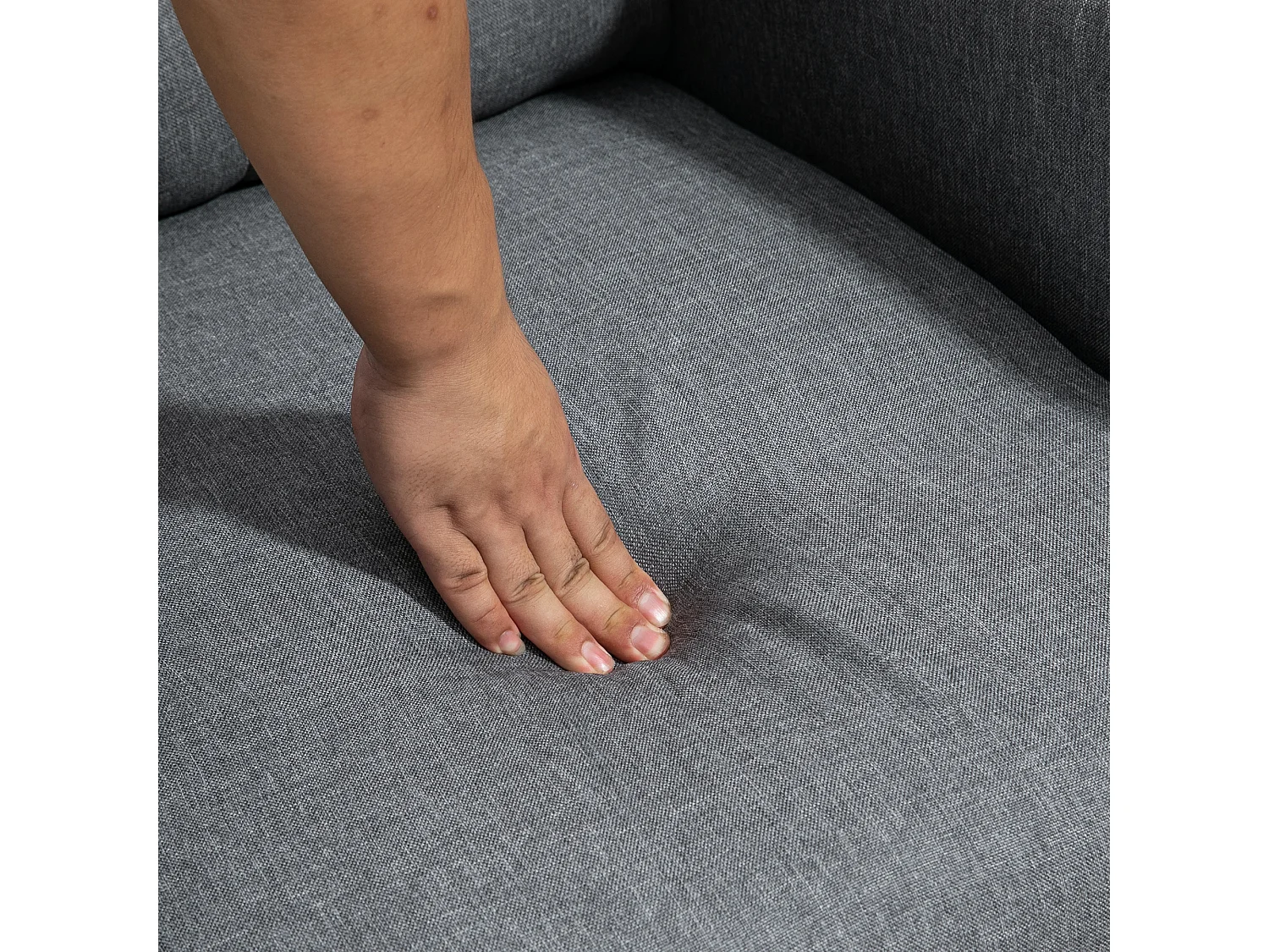 Poltrona con funzione relax, inclinazione fino a 155°, tessuto in lino, materasso a molle insacchettate, grigio (67x87x98 cm)