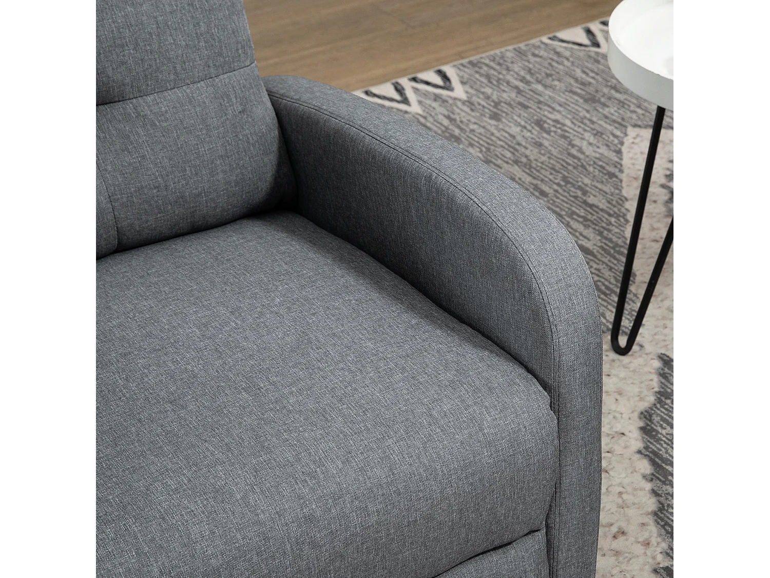 Poltrona con funzione relax, inclinazione fino a 155°, tessuto in lino, materasso a molle insacchettate, grigio (67x87x98 cm)