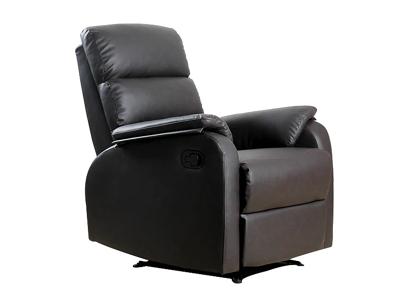 Sillón TV regulable, sillón ergonómico con reposapiés, piel sintética marrón (75x92x99 cm)