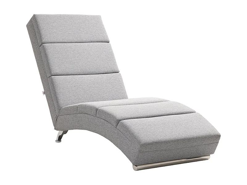 Fauteuil avec accoudoirs, design moderne, tissu effet lin, pieds en acier, gris clair (160.5x60.5x93 cm)